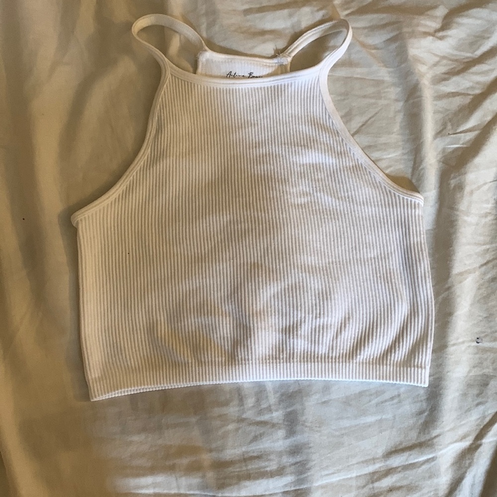Active basic, white halter crop top size small